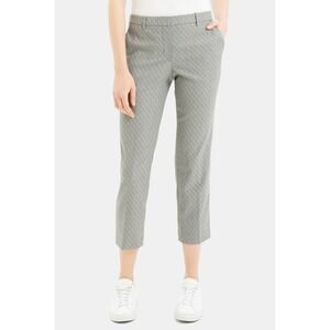 Theory Tailored Straight Leg Trouser Optical Wool Size 2 Black White Basketweave